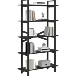 Outlet vidaXL Hyllsystem 100 x 33,5 x 178 cm Konstruerat trä Svart ek