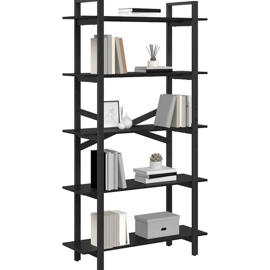 Outlet vidaXL Hyllsystem 100 x 33,5 x 178 cm Konstruerat trä Svart ek
