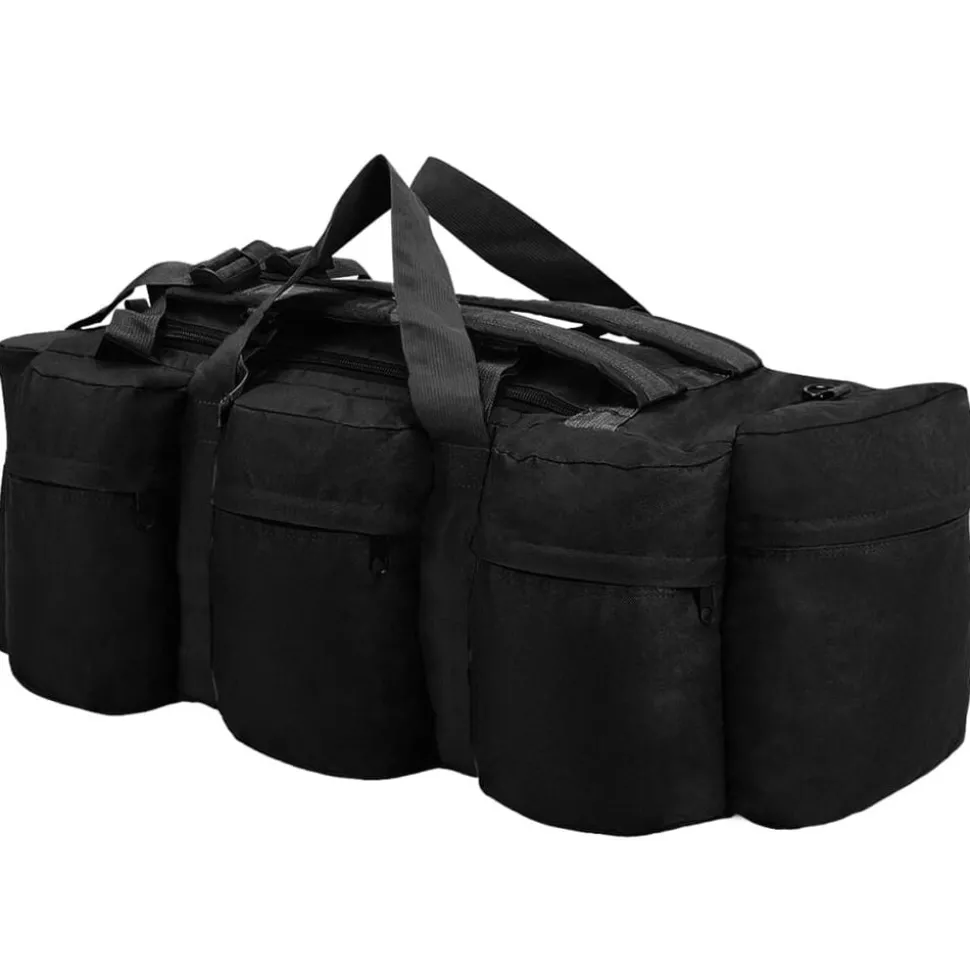 vidaXL 3-i-1 Militärinspirerad duffelväska 45 L svart