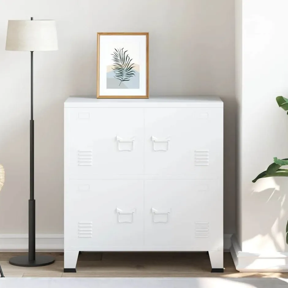 Sale vidaXL Industriellt förvaringsskåp 75x40x80 cm stål Vit