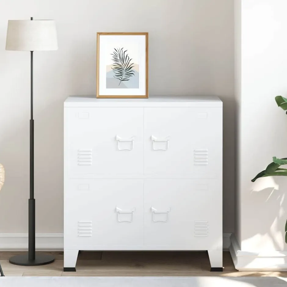 Sale vidaXL Industriellt förvaringsskåp 75x40x80 cm stål Vit