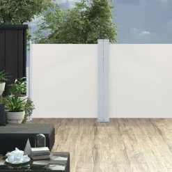 vidaXL Infällbar sidomarkis gräddvit 120x600 cm