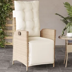 Outlet vidaXL Justerbar trädgårdsstol med fotstöd konstrotting Beige