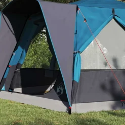 vidaXL Kabeltält 5-personer med tak Blå och grå 333 x 317 x 194 cm