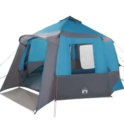 vidaXL Kabin tält 12-personer med tak Blå och grå 405 x 405 x 273 cm