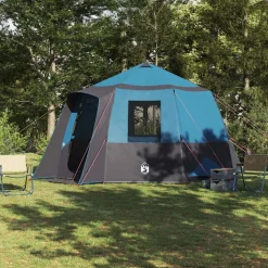 vidaXL Kabin tält 12-personer med tak Blå och grå 405 x 405 x 273 cm