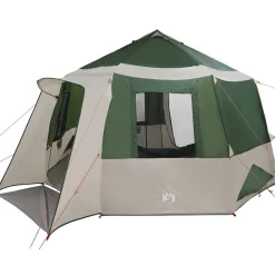Outlet vidaXL Kabin tält 12-personer med tak och Vit 405 x 405 x 273 cm Grön