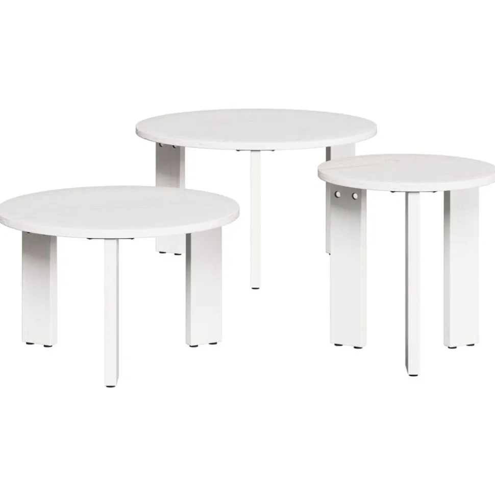 vidaXL Kaffeebord 3 pcs Vit Massiv furu