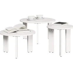 vidaXL Kaffeebord 3 pcs Vit Massiv furu