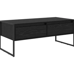 vidaXL Kaffeebord med låda Svart Ek 100 x 46 x 40 cm Konstruerat trä