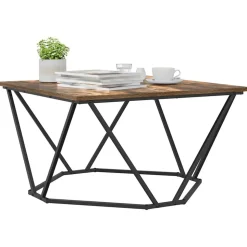 vidaXL Kaffeebord Rökt ek 80 x 80 x 45 cm Konstruerat trä och stål