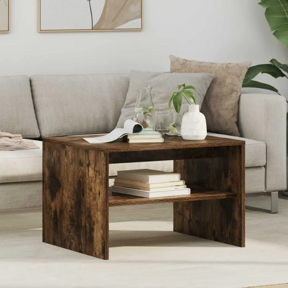 Clearance vidaXL Kaffeebord Rökt ek 60 x 50 x 40 cm Konstruerat trä Rökfärgad ek