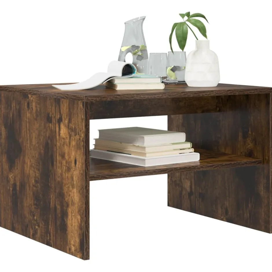 Clearance vidaXL Kaffeebord Rökt ek 60 x 50 x 40 cm Konstruerat trä Rökfärgad ek