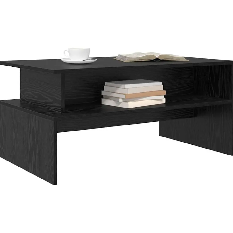 vidaXL Kaffeebord Svart Ek 90 x 55 x 42,5 cm Konstruerat trä