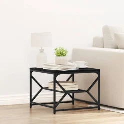 vidaXL Kaffeebord Svart Ek 51 x 50 x 40 cm Konstruerat trä och stål