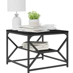 vidaXL Kaffeebord Svart Ek 51 x 50 x 40 cm Konstruerat trä och stål