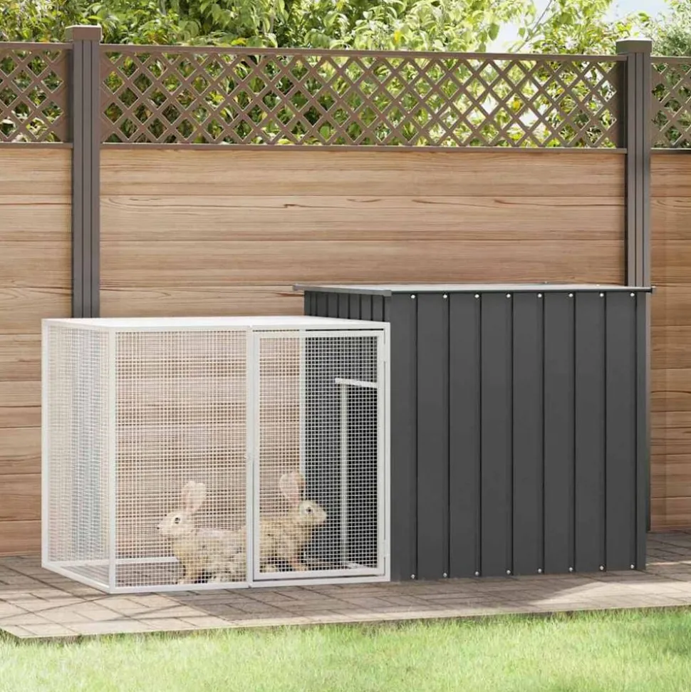 vidaXL Kaninbur antracit 200x91x100 cm galvaniserat stål
