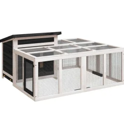 Hot vidaXL Kaninbur 144x123x67,5 cm massiv furu Grå