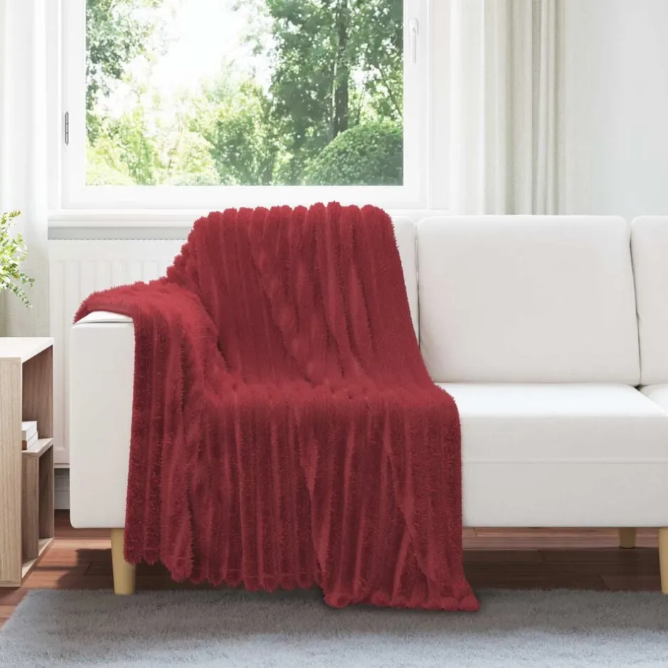 Discount vidaXL Kastfilt Bordeaux Röd 150 x 130 cm Fleece Vinröd