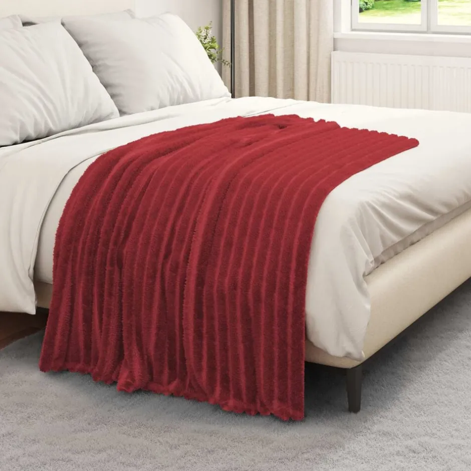 Discount vidaXL Kastfilt Bordeaux Röd 150 x 130 cm Fleece Vinröd