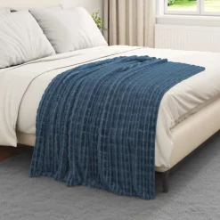 vidaXL Kastfilt Mörkblå 150 x 130 cm Fleece