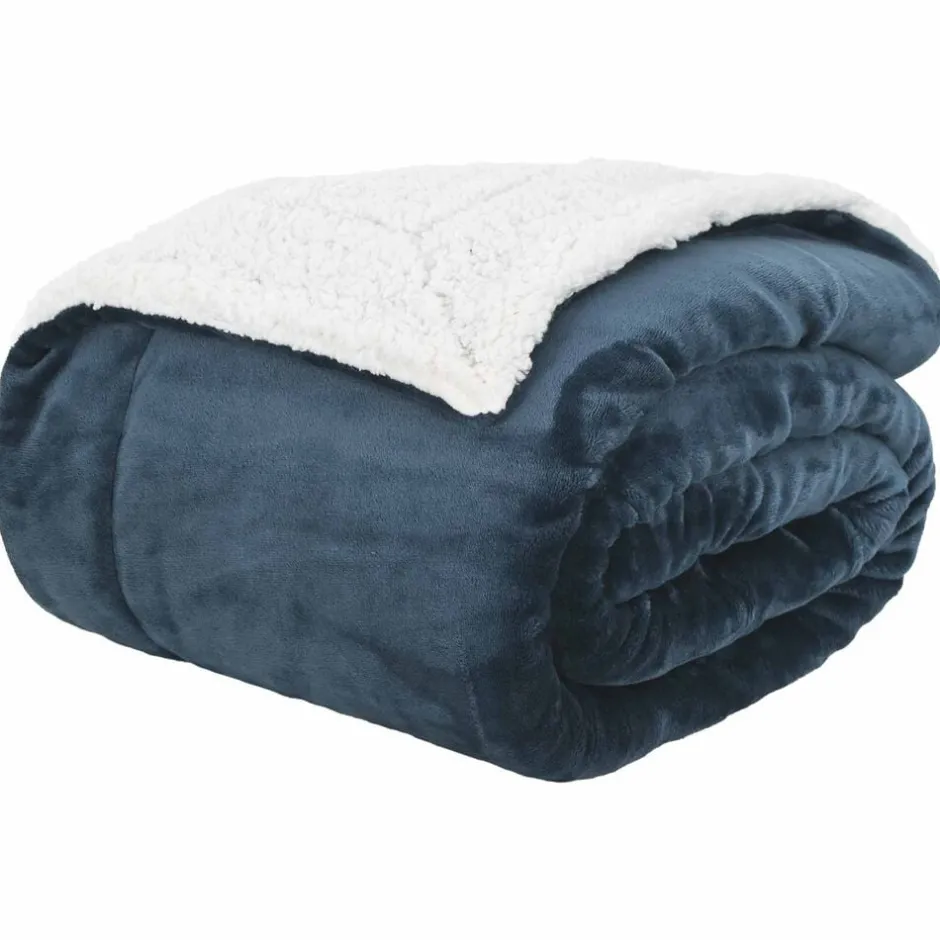 Online vidaXL Kastfilt Mörkblå 130 x 150 cm Fleece Marinblå