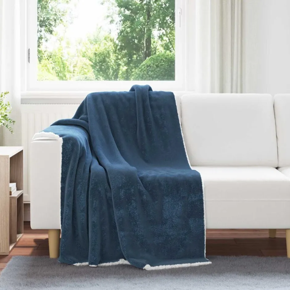 Online vidaXL Kastfilt Mörkblå 130 x 150 cm Fleece Marinblå