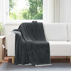 vidaXL Kastfilt 130 x 150 cm Fleece Mörkgrå
