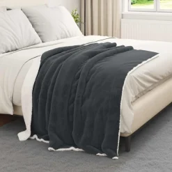 vidaXL Kastfilt 130 x 150 cm Fleece Mörkgrå