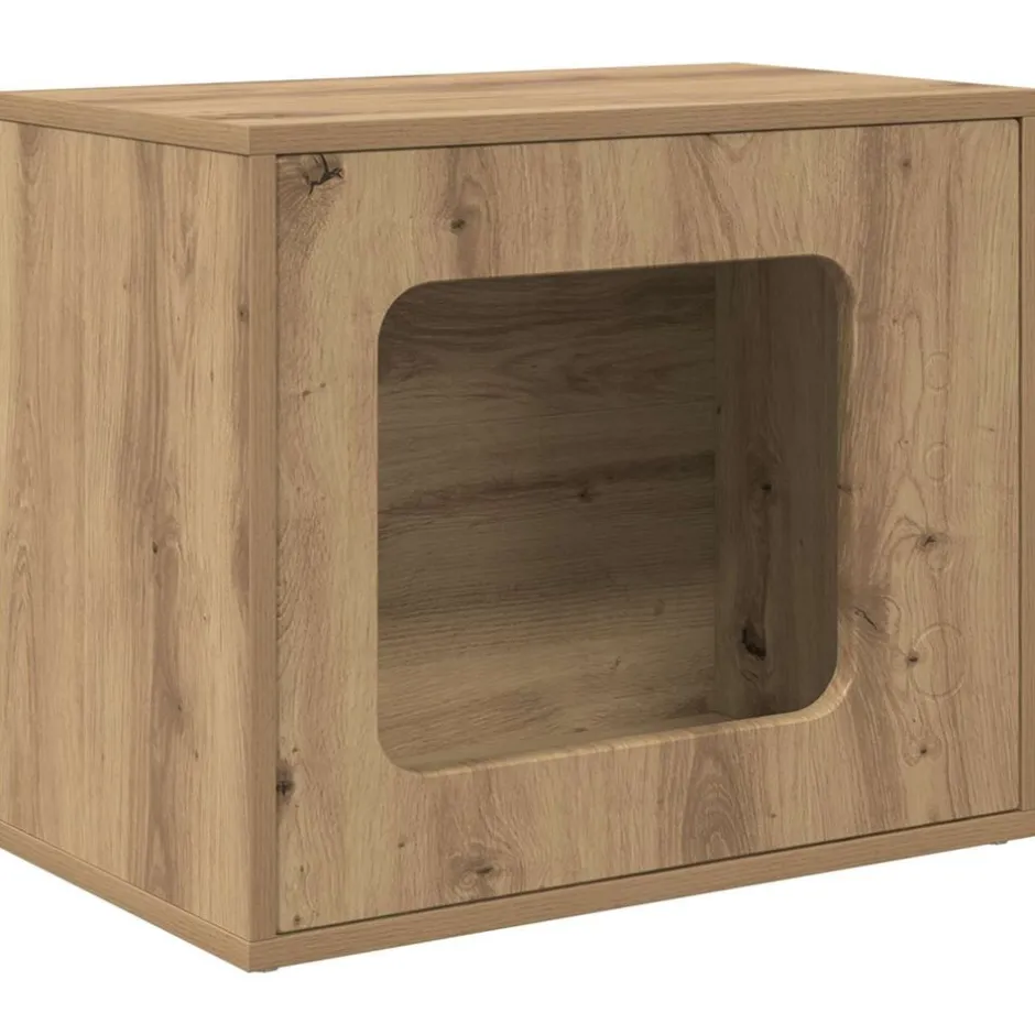 Clearance vidaXL Katt hus 51 x 30 x 42,5 cm Konstruerat trä artisan ek