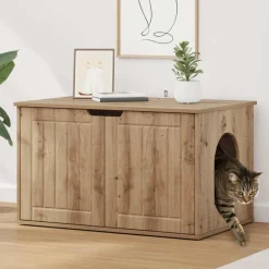Clearance vidaXL Katt hus 85 x 55 x 50,5 cm Konstruerat trä artisan ek