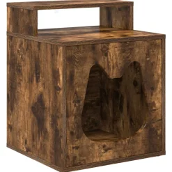 vidaXL Katt hus Rökt ek 42,5 x 40 x 53,5 cm Konstruerat trä