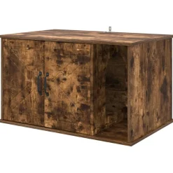 vidaXL Katt hus Rökt ek 85 x 55 x 50 cm Konstruerat trä