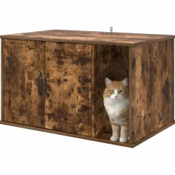 vidaXL Katt hus Rökt ek 85 x 55 x 50 cm Konstruerat trä