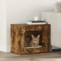 vidaXL Katt hus Rökt ek 51 x 30 x 42,5 cm Konstruerat trä