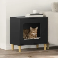 vidaXL Katt hus Svart 51 x 30 x 52 cm Konstruerat trä