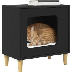vidaXL Katt hus Svart 51 x 30 x 52 cm Konstruerat trä
