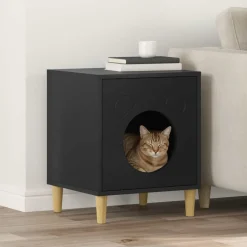 Clearance vidaXL Katt hus 42,5 x 40 x 53 cm Konstruerat trä Svart