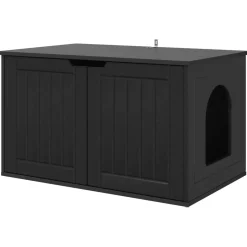 Outlet vidaXL Katt hus 85 x 55 x 50,5 cm Konstruerat trä Svart