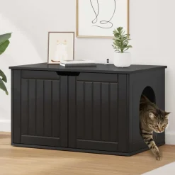 Outlet vidaXL Katt hus 85 x 55 x 50,5 cm Konstruerat trä Svart