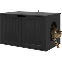Outlet vidaXL Katt hus 85 x 55 x 50,5 cm Konstruerat trä Svart