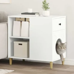 vidaXL Katt hus Vit 72 x 42,5 x 70 cm Konstruerat trä