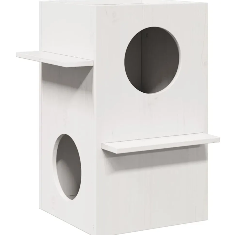 vidaXL Katthus vit 43x43x60 cm massiv furu