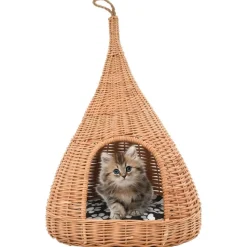 vidaXL Kattkoja med dyna 40x60 cm naturlig pil tipi