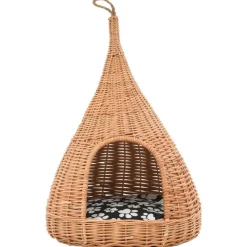 vidaXL Kattkoja med dyna 40x60 cm naturlig pil tipi