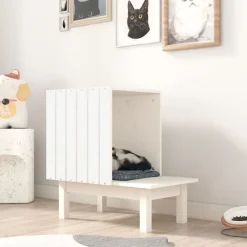 Outlet vidaXL Kattkoja 60x36x60 cm massiv furu Vit