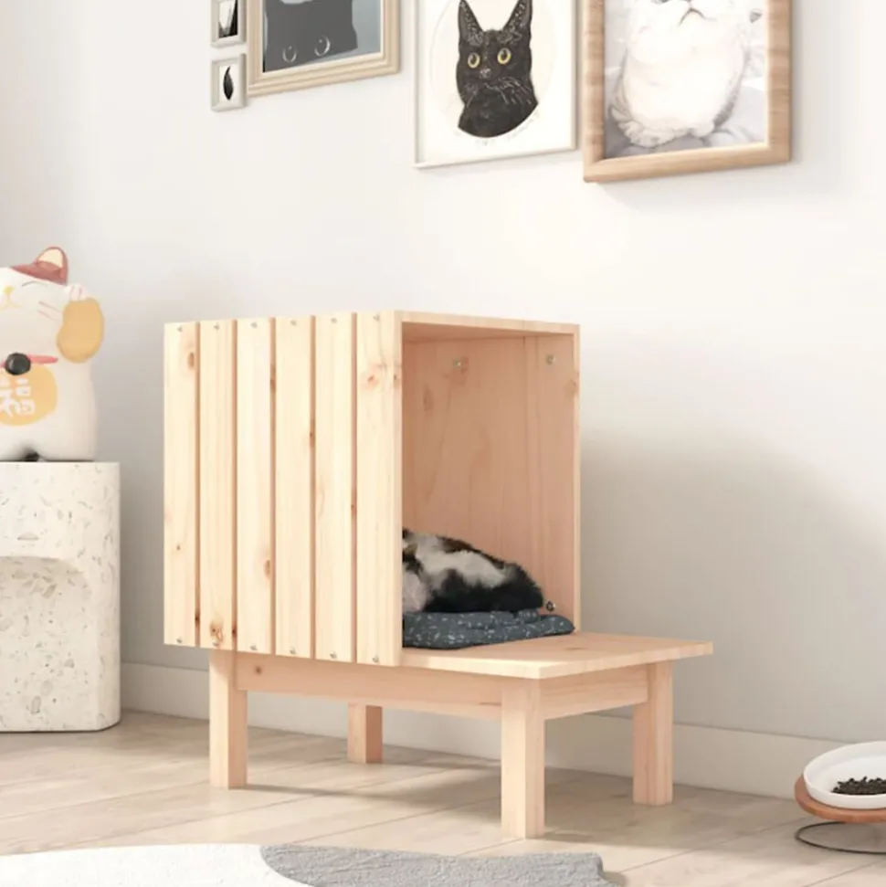 vidaXL Kattkoja 60x36x60 cm massiv furu
