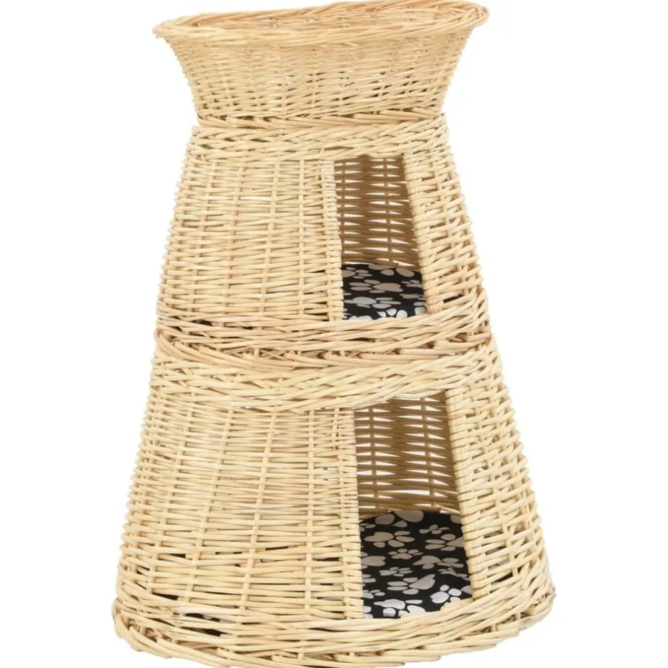 vidaXL Kattkorg 3 delar med dynor 47x34x60 cm naturlig pil Naturfärg