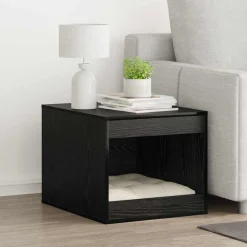 vidaXL Kattlåda Inhägnad Svart Ek 47 x 59 x 42 cm Konstruerat trä