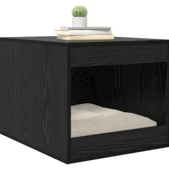 vidaXL Kattlåda Inhägnad Svart Ek 47 x 59 x 42 cm Konstruerat trä